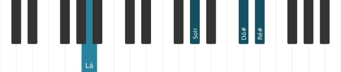 Voz de piano do acorde Lá Maior nona sustenido decimaprimeira - 3