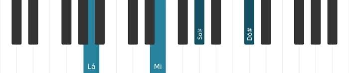 Voz de piano do acorde Lá Sétima Maior - 1