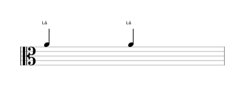 Partitura do intervalo Uníssono justo em três oitavas (4)