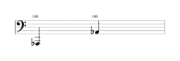 Partitura da nota Lá bemol em múltiplas oitavas (1)