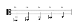 Partituras da escala Mi bemol Scriabin em três oitavas (2)