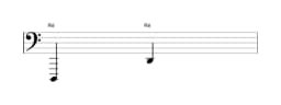 Partitura da nota Ré em múltiplas oitavas (1)
