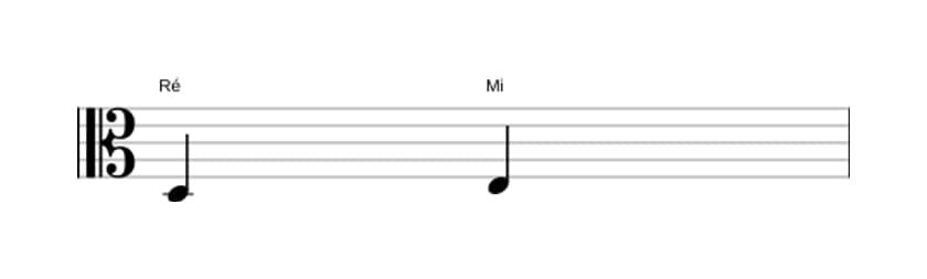 Partitura do intervalo Segunda maior em três oitavas (3)
