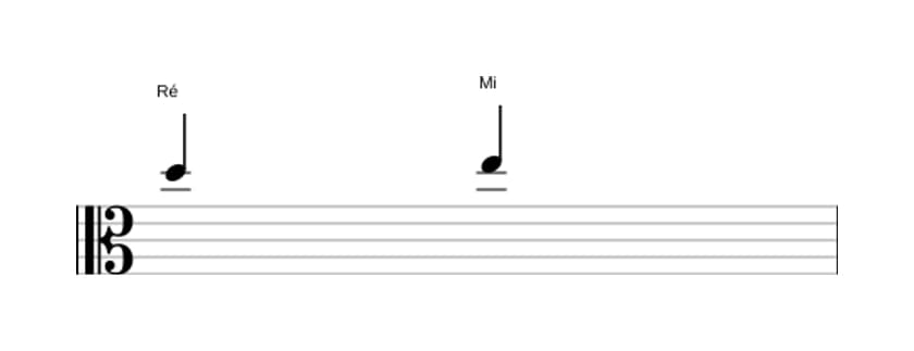 Partitura do intervalo Segunda maior em três oitavas (5)