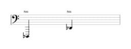 Partitura da nota Ré bemol em múltiplas oitavas (1)