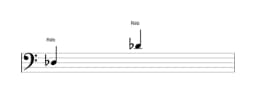 Partitura da nota Ré bemol em múltiplas oitavas (3)