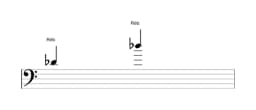 Partitura da nota Ré bemol em múltiplas oitavas (4)