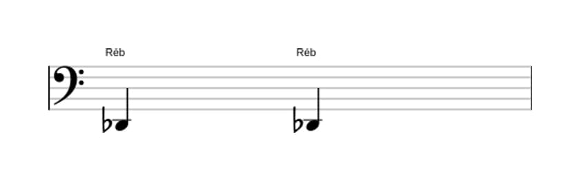 Partitura do intervalo Segunda diminuta em três oitavas (2)