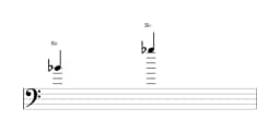 Partitura da nota Si bemol em múltiplas oitavas (4)