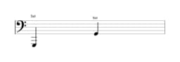 Partitura da nota Sol em múltiplas oitavas (1)