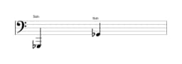 Partitura da nota Sol bemol em múltiplas oitavas (1)