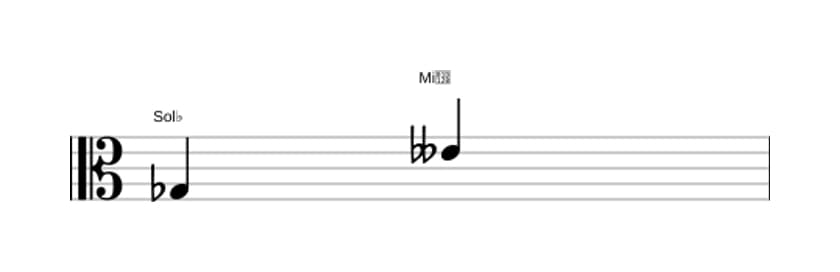 Partitura do intervalo Sexta menor em três oitavas (3)