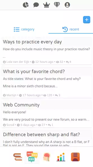 El foro comunitario relacionado con la teoría musical, disponible dentro de la aplicación y en la web. ¡Discuta y haga preguntas sobre cualquier tema relacionado con la música!